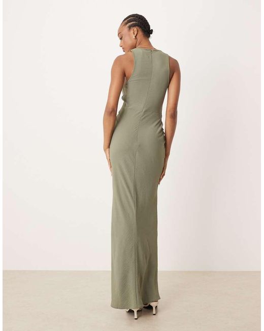 Vestido Midi Verde Salvia Pálido Con Detalle Anudado Y Drapeado En La Parte Delantera De Asos Design Tall ASOS de color Green