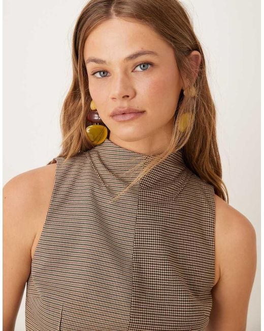 Top De Sastre A Cuadros Variados Con Cuello Alto De (Parte De Un Conjunto) ASOS de color Brown