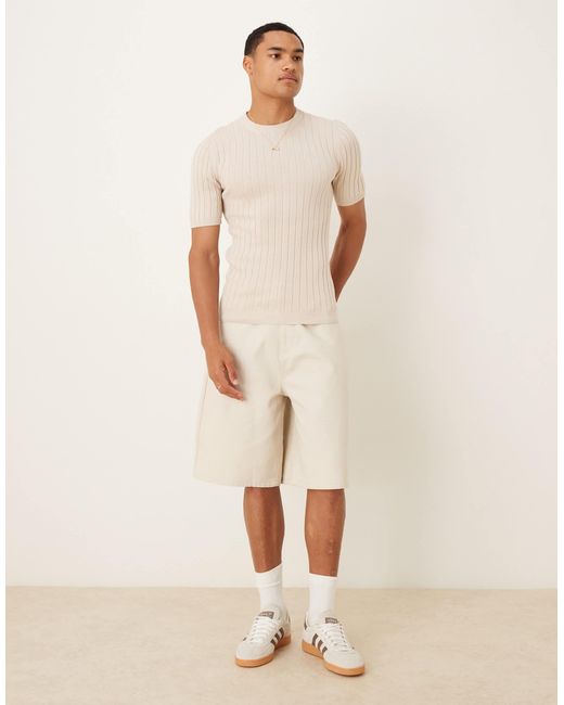 ASOS White Muscle Fit Lightweight Knitted Rib T-shirt for men