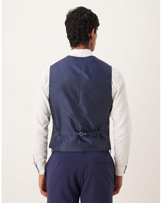 ASOS Blue Skinny Stretch Suit Waistcoat for men