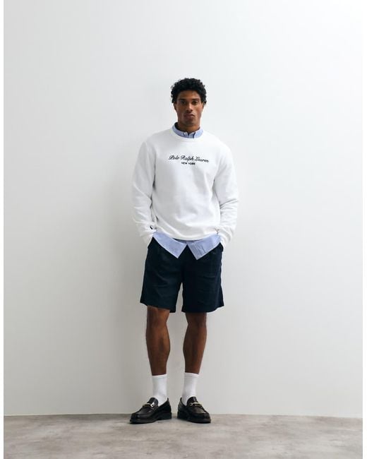 Polo Ralph Lauren White Large Script Logo Sweatshirt for men