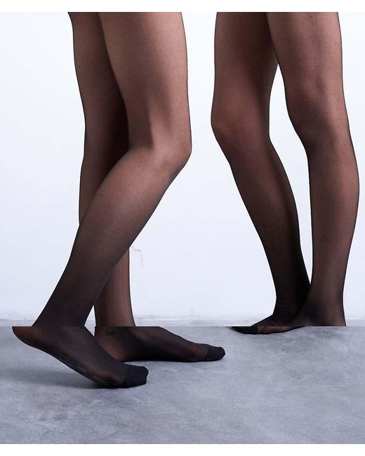 Pack De 2 Medias Negras De 15 Deniers De TOPSHOP de color Brown