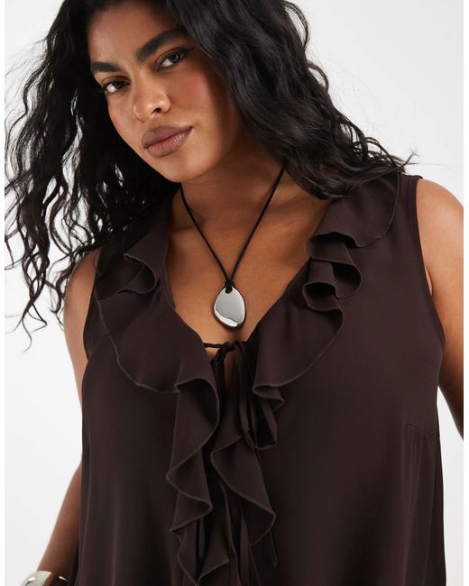 ONLY Black Tie Front Ruffles Top