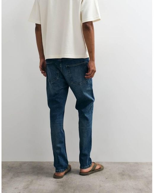 Mango Blue Tapered Jeans for men