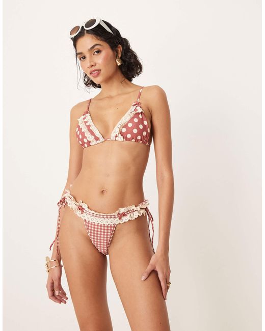 For Love & Lemons Natural – bikinihose mit em vichy-karo, kombiteil