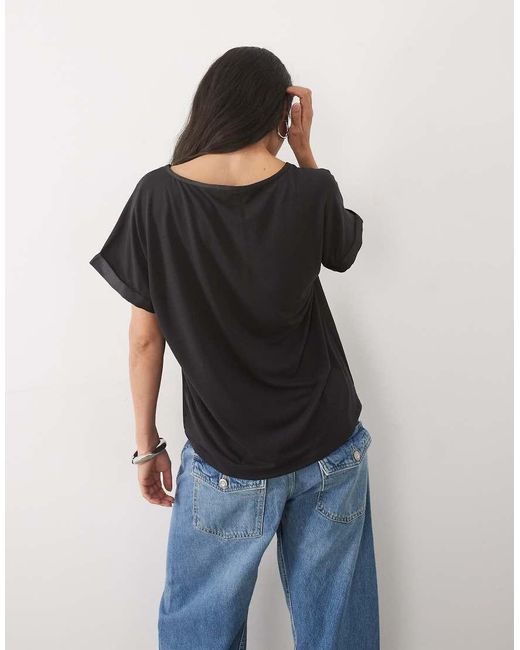 Jdy Blue Short Sleeve Satin Top