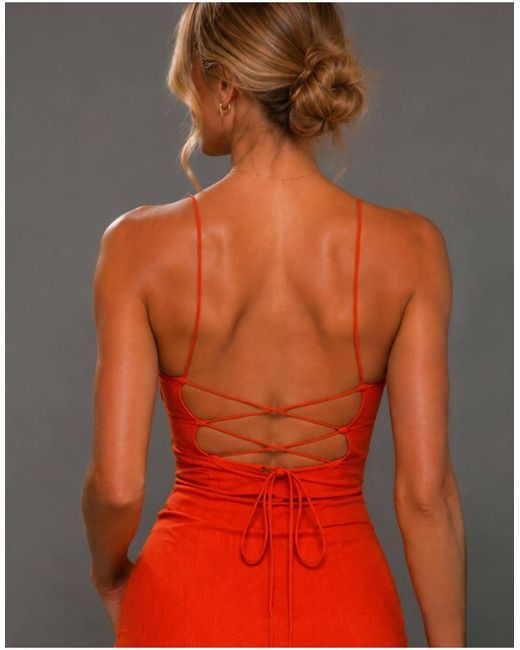Vesper Red Lace Up Back Mini Dress