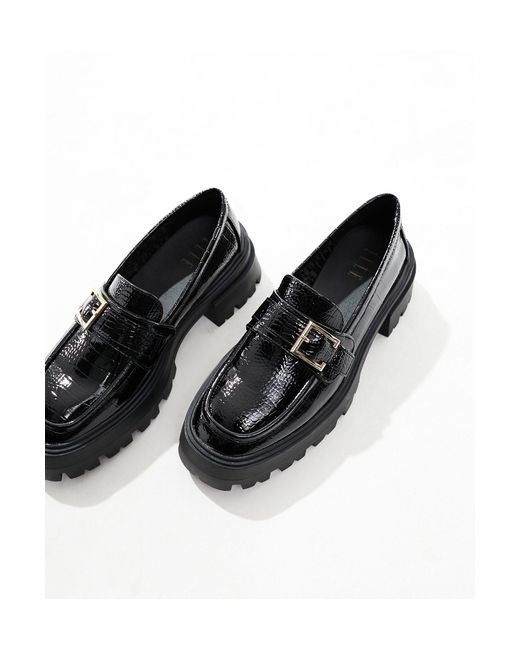 Elle Black Chunky Sole Loafers