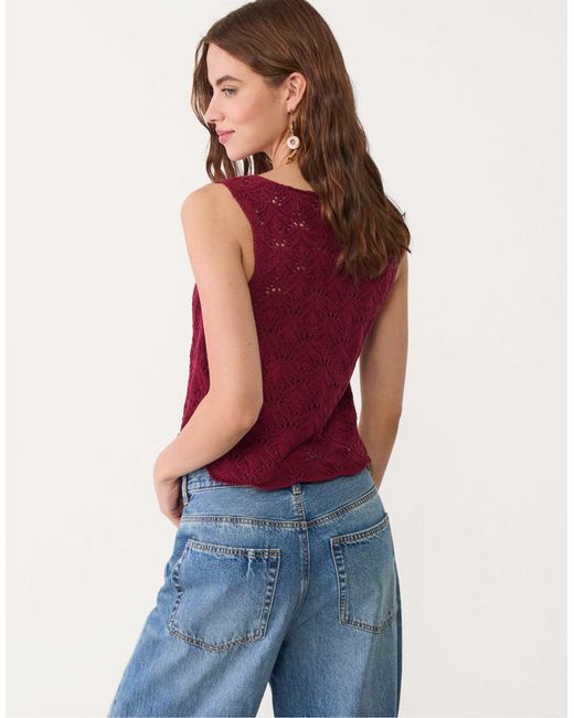 Stradivarius Red – trägertop aus häkelstrick