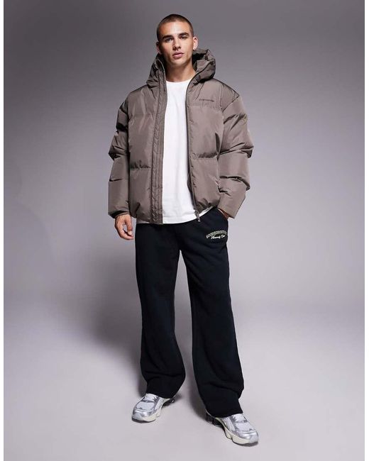 Good For Nothing Gray Hooded Puffer Jacket for men