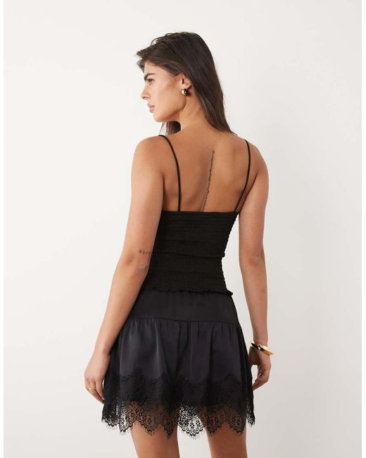 ASOS White Shirred Cami Top With Ruffle Hem