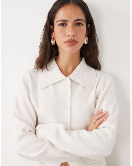 Threadbare White Cardigan With Peter Pan Collar