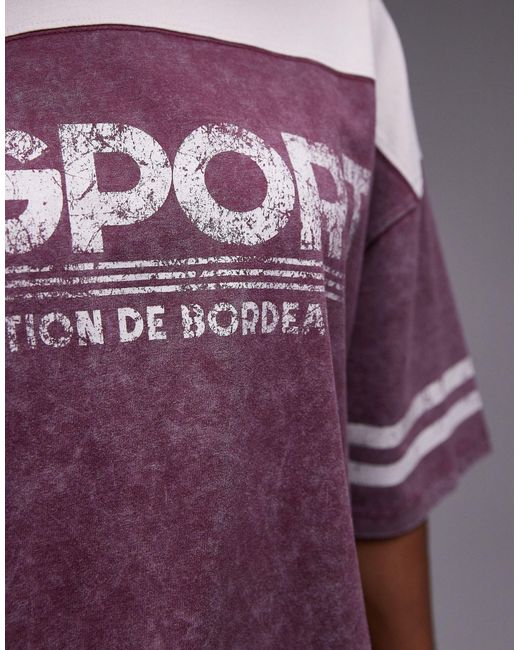 T-shirt bordeaux oversize con stampa "le sports" di TOPSHOP in Purple