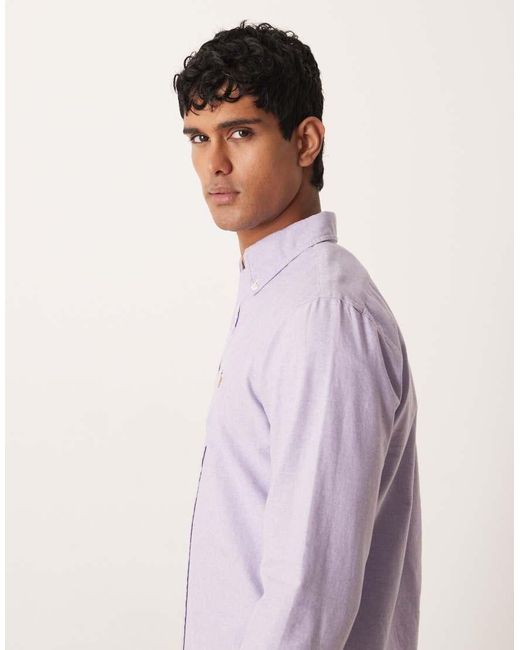 Polo Ralph Lauren Purple Icon Logo Cotton Oxford Long Sleeve Shirt for men