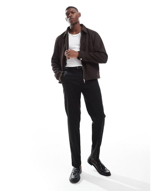 ASOS Black Suedette Harrington Jacket for men