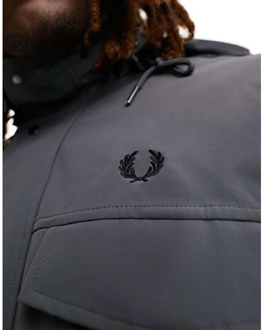 Fred Perry Black Bonded Parka Coat for men