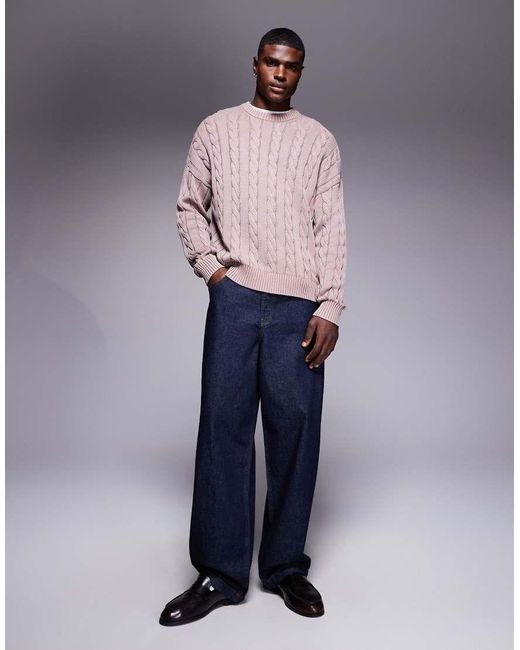 ASOS Oversized Kabelgebreide in het Gray voor heren