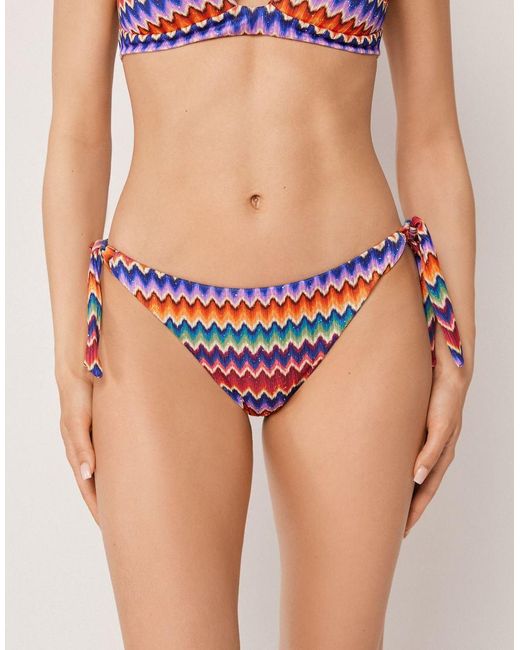 Calzedonia Blue Bow Bikini Bottoms Vibrant Chevron
