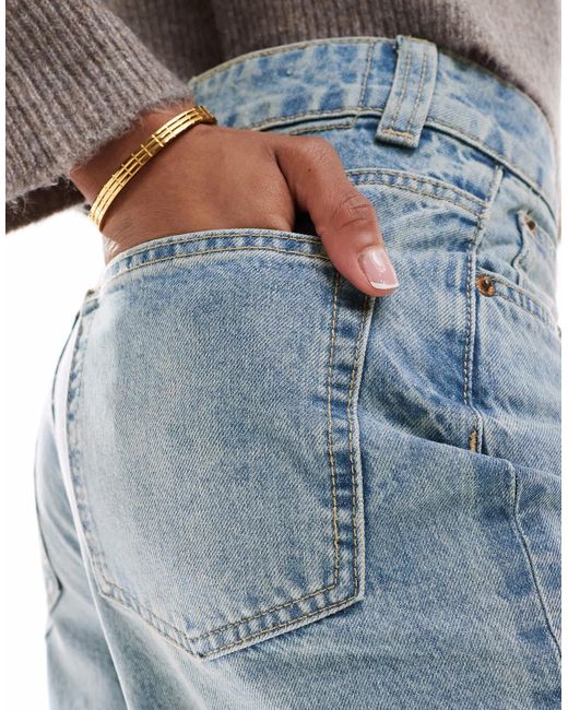 ASOS Blue Asos Design Tall Wide Leg Dad Jeans