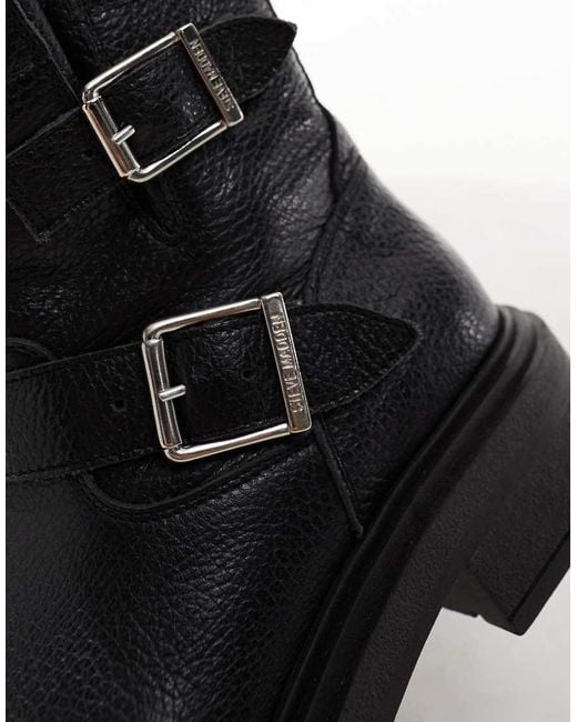 Botines Negros Con Hebilla De Cuero Choice Steve Madden de color Black