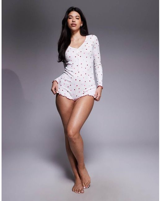 Boux Avenue Gray Heart Rib Playsuit