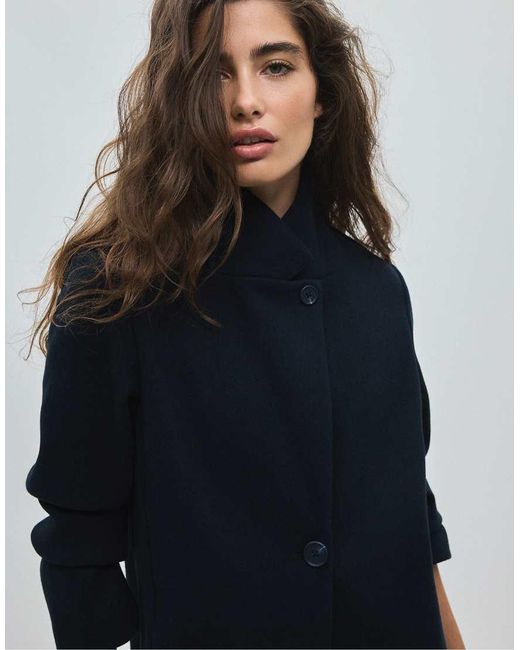 Stradivarius Blue Straight Soft-touch Coat