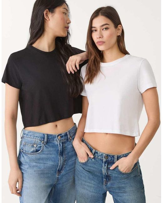 Stradivarius Set Van 2 Cropped Top Met Korte Mouwen in het Blue