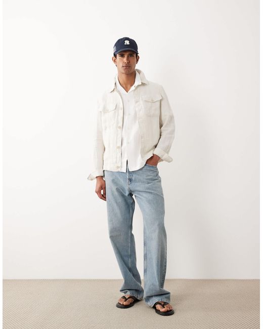 Mango Natural Button Up Striped Overshirt for men