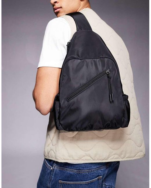 ASOS Blue Nylon Cross Body Backpack for men