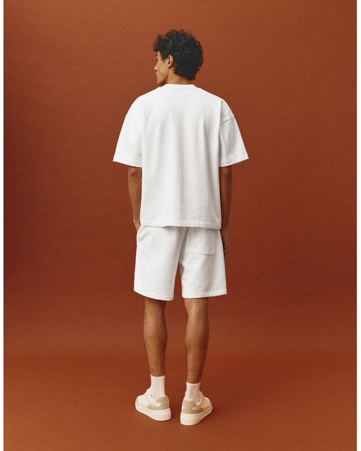 Pull&Bear Brown Short Sleeve Logo Heavyweight T-shirt for men