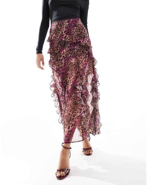 Miss Selfridge Ruffle Tiered Midi Skirt