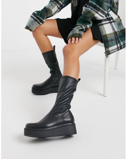 Vagabond Shoemakers Tara Flatform Calf Boot in Black | Lyst