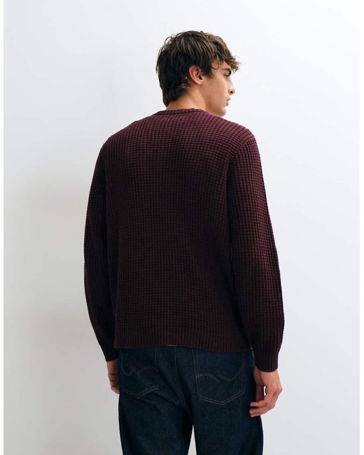 ASOS Black Relaxed Textured Waffle Henley for men