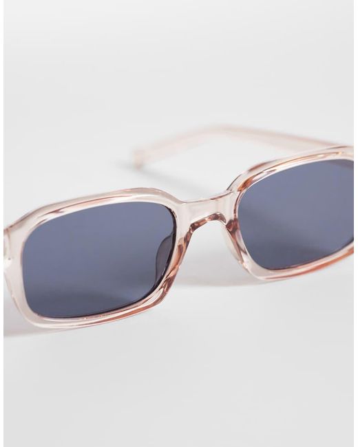 ASOS Blue Slim Rectangle Sunglasses for men