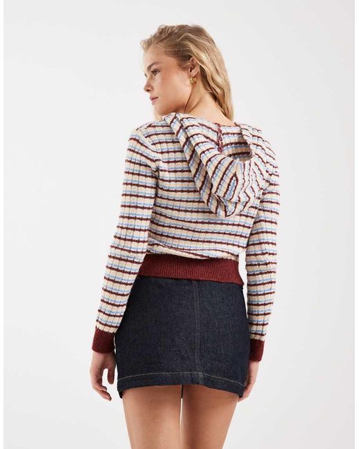 ASOS White Knit Fitted Zip Up Sweater