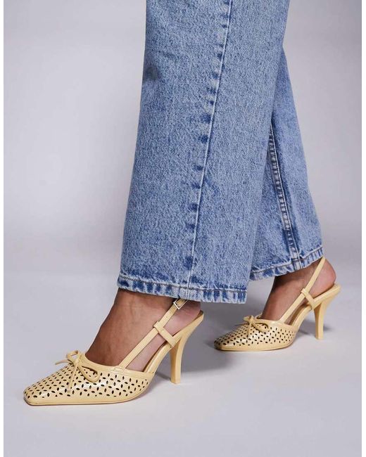 Public Desire Blue Alchemy Laser Cute Sling Back Heels With Bow