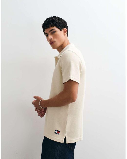 Tommy Hilfiger White Waffle Textured Polo Shirt for men