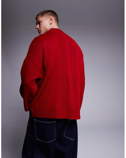 Jersey De Corte Cuadrado Ultragrande Con Cuello Redondo Y Detalles Acanalados De Punto De ASOS de hombre