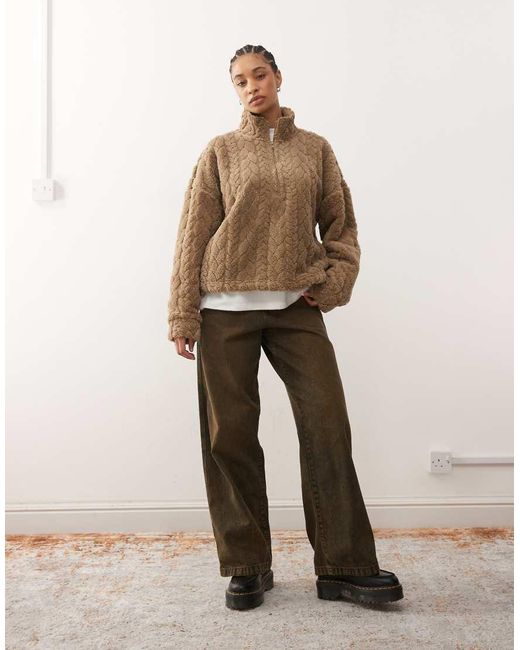 Noisy May Natural Half Zip Fluffy Fleece