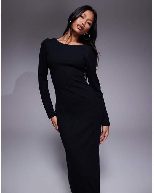 ASOS Blue Ribbed Maxi Dress With Split