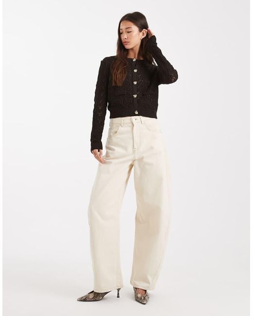Miss Selfridge Black Open Knit Cardigan With Button Detail