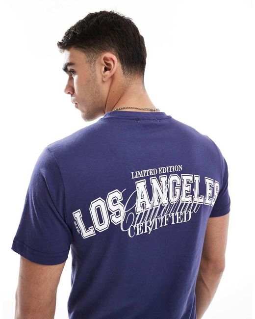 Camiseta Con Estampado De Texto "La" De Another Influence de hombre de color Blue