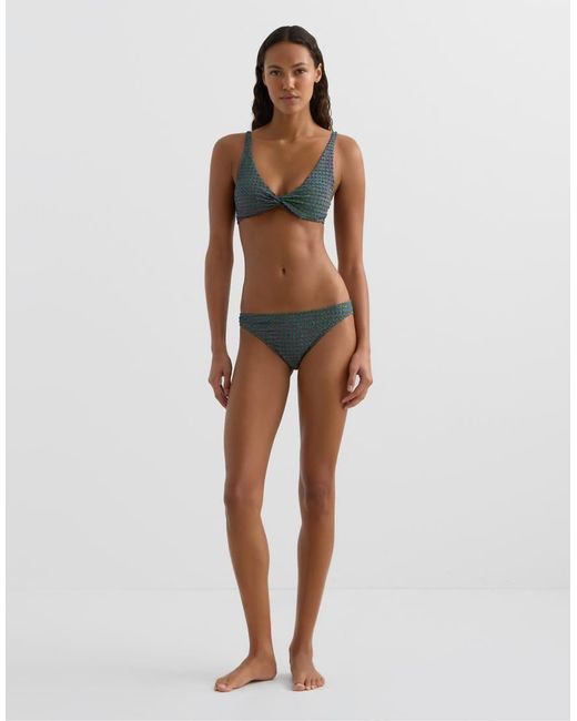 Oysho Green Gingham Classic Bikini Briefs