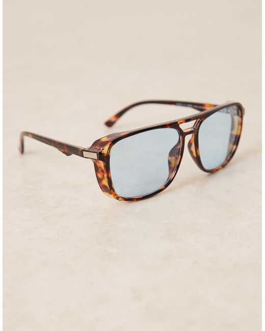 ASOS Brown Curved Aviator Sunglasses for men