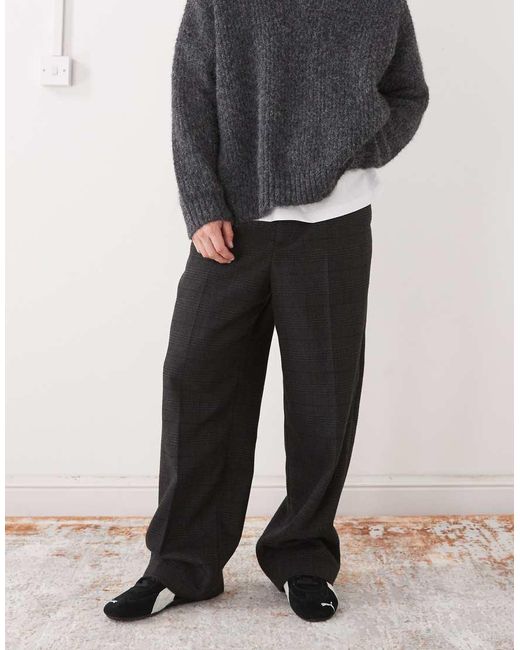 Weekday Black Uno Loose Fit Tailored Trousers for men