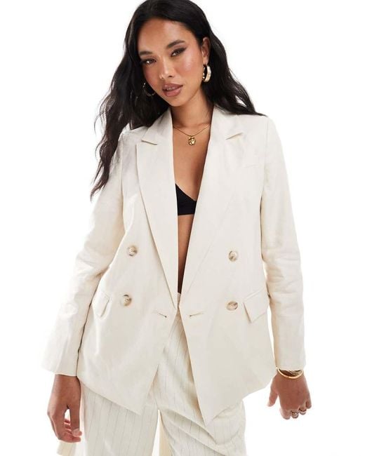 River Island Linen Blazer in White Lyst UK