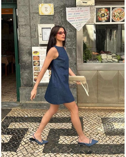 Labelrail Multicolor X Barbara Ines Back Detail Denim Mini Shift Dress