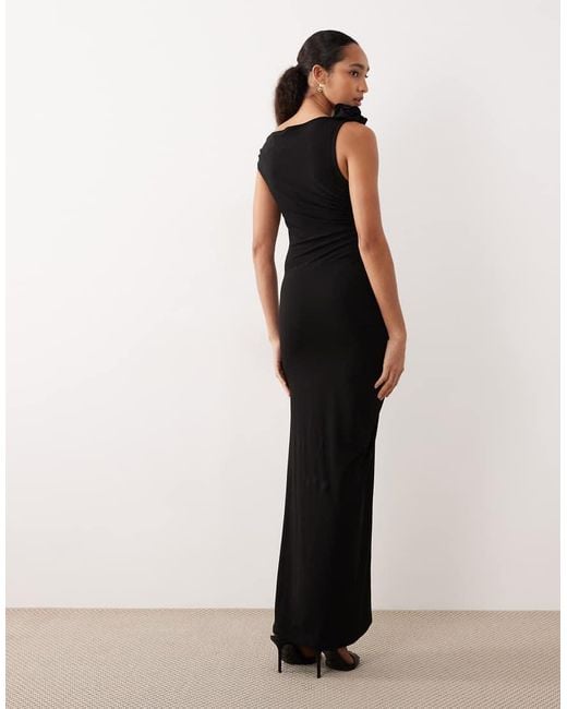 Mango Natural Asymmetric Sleeveless Maxi Dress With Statement Shoulder