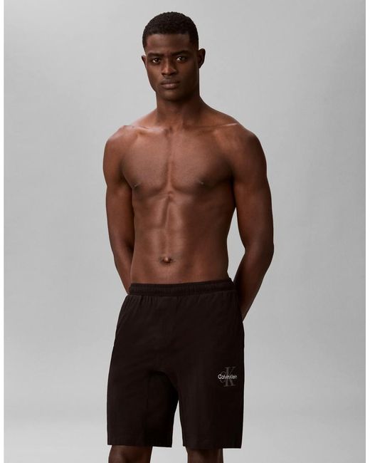 Calvin Klein Brown Icon Cotton Stretch Loungewear Shorts Co-ord for men