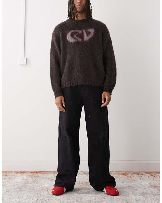 Weekday Oversized Canvas Workwear Broek in het Black voor heren